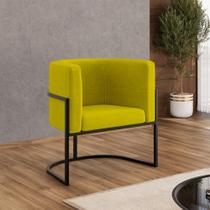 Poltrona Cadeira Decorativa Lua Recepção Base de Ferro Black