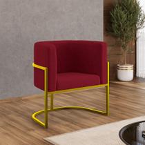 Poltrona Cadeira Decorativa Lua Recepção Base de Ferro Gold