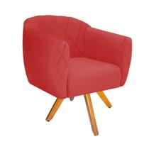 Poltrona Cadeira Decorativa Ludi Base Giratória Sala de Estar Recepção Escritório Tecido Sintético Vermelho - KDAcanto Móveis
