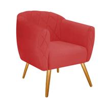 Poltrona Cadeira Decorativa Ludi Pés Palito Sala de Estar Recepção Escritório Suede Vermelho - KDAcanto Móveis
