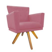 Poltrona Cadeira Decorativa Mind Base Giratória Sala de Estar Recepção Escritório Consultório material sintético Rosa Bebê - KDAcanto Móveis