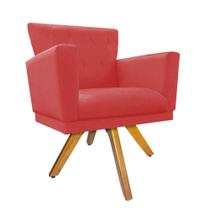 Poltrona Cadeira Decorativa Mind Base Giratória Sala de Estar Recepção Escritório Consultório Suede Vermelho - KDAcanto Móveis