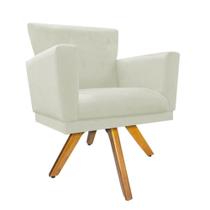 Poltrona Cadeira Decorativa Mind Base Giratória Sala de Estar Recepção Escritório Suede Bege - KDAcanto Móveis