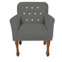 Poltrona Cadeira Decorativa Mona Luxo com Strass Sala de Estar Recepção Escritório material sintético Cinza - Damaffê Móveis