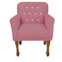 Poltrona Cadeira Decorativa Mona Luxo com Strass Sala de Estar Recepção Escritório material sintético Rosa Bebê - Damaffê Móveis