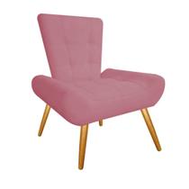 Poltrona Cadeira Decorativa Nani Sala de Estar Recepção Escritório Consultório material sintético Rosa Bebê - Damaffê Móveis - DAMAFFE MÓVEIS