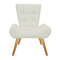 Poltrona Cadeira Decorativa Nani Sala de Estar Recepção Escritório material sintético Bege - Damaffê Móveis Poltrona Cadeira Decorativa Nani Sala de Estar Recepção Escritório material sintético Bege - Damaffê Móveis