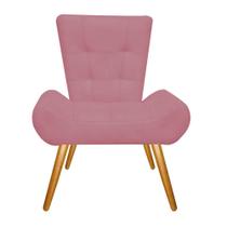Poltrona Cadeira Decorativa Nani Sala de Estar Recepção Escritório Suede Rosa Bebê - Damaffê Móveis Poltrona Cadeira Decorativa Nani Sala de Estar Recepção Escritório Suede Rosa Bebê - Damaffê Móveis