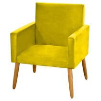 Poltrona Cadeira Decorativa Nina Encosto Alto Suede Amarelo