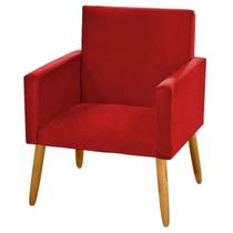 Poltrona Cadeira Decorativa Nina Pés Madeira Suede Vermelho - 2M Decor