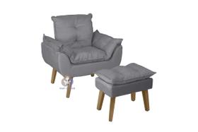 Poltrona/Cadeira Decorativa Opala com pés quadrados + Puff SMF Decor