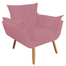 Poltrona Cadeira Decorativa Opala Sala de Estar Recepção Consultório Escritório material sintético Rosa Bebê - KDAcanto Móveis