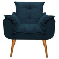 Poltrona Cadeira Decorativa Opala Sala Quarto Escritório Suede azul marinho - B2Y Magazine