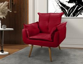 Poltrona Cadeira Decorativa Opala Suede Vermelho Pés Palito Para Recepção Sala De Estar Consultório Escritório Quarto