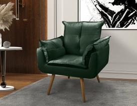 Poltrona Cadeira Decorativa Opala Veludo Verde Pés Palito Para Recepção Sala De Estar Consultório Escritório Quarto