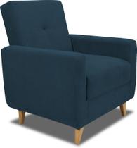 Poltrona Cadeira Decorativa Pamela Sala Escritório Veludo Azul Matrix
