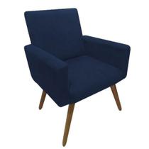 Poltrona cadeira decorativa para recepção ou escritório nina suede Azul Marinho