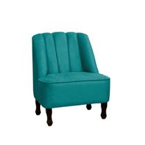 Poltrona Cadeira Decorativa Para Sala de Estar e Quarto Teles Suede Azul Turquesa