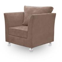 Poltrona Cadeira Decorativa Para Sala E Quarto Lisboa Suede Cappuccino