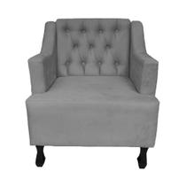 Poltrona Cadeira Decorativa Para Sala E Recepção Genesis Cinza -LM DECOR