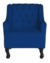 Poltrona Cadeira Decorativa Para Sala E Recepção Heloisa Suede Azul Marinho -DL Decor