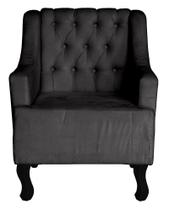 Poltrona Cadeira Decorativa Para Sala E Recepção Heloisa Suede Preto -DL Decor