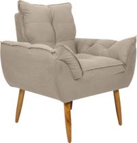 Poltrona Cadeira Decorativa Pés Palito Tóquio Bege Matrix