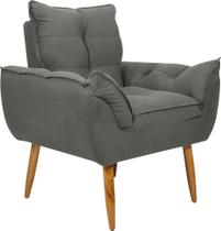 Poltrona Cadeira Decorativa Pés Palito Tóquio Cinza Matrix