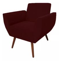 Poltrona Cadeira Decorativa Quarto Flora Suede Vermelho Bordô - LM DECOR