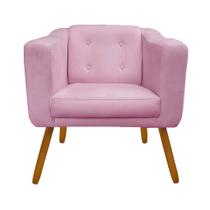 Poltrona Cadeira Decorativa Quarto Lavinia Corano Rosa Bebê - Dl Decor