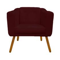 Poltrona Cadeira Decorativa Quarto Lavinia Suede Vermelho Bordô - Dl Decor