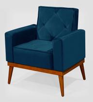 Poltrona Cadeira Decorativa Quarto Sala Recepção Escritório Azul Luxo