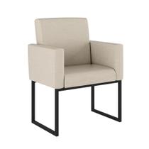 Poltrona Cadeira Decorativa Recepção Base de Ferro Preto