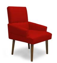 Poltrona Cadeira Decorativa Sala de Jantar Itália Suede Vermelho - MeularDecor