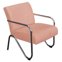 Poltrona Cadeira Decorativa Sara para Sala Consultório Luxo Suede Rosê - AM Decor