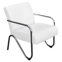 Poltrona Cadeira Decorativa Sara para Sala de Estar Consultório Sintético Branco - AM Decor