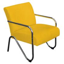 Poltrona Cadeira Decorativa Sara para Sala de Estar Recepção Suede Amarelo - AM Decor