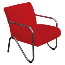 Poltrona Cadeira Decorativa Sara para Sala de Estar Recepção Suede Vermelho - AM Decor