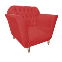 Poltrona Cadeira Decorativa Ster com Capitone Sala de Estar Recepção Escritório material sintético Vermelho - Damaffê Móveis
