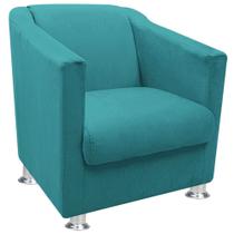 Poltrona Cadeira Decorativa Tilla Recepção Sala Escritório Salão de beleza Suede liso Azul turquesa - B2Y Magazine