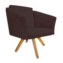 Poltrona Cadeira Decorativa Win Base Giratória Sala de Estar Recepção Escritório material sintético Marrom - Damaffê Móveis