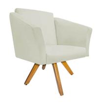 Poltrona Cadeira Decorativa Win Base Giratória Sala de Estar Recepção Escritório Suede Bege - Damaffê Móveis