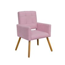 Poltrona Cadeira Estofada Decorativa Camila Recepção Suede Rosa Bebe - INCASA DECOR