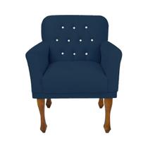 Poltrona Cadeira Estofada Decorativa Para Escritório Anitta Suede Azul Marinho DL Decor