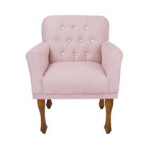 Poltrona Cadeira Estofada Decorativa Para Escritório Anitta Suede Rosa Bebe DL Decor