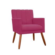 Poltrona Cadeira Estofada Para Hall de Entrada Cecília Suede Rosa Pink - INCASA DECOR