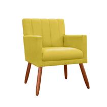Poltrona Cadeira Estofada Para Sala de Visitas Cecília Corano Amarelo - LM DECOR