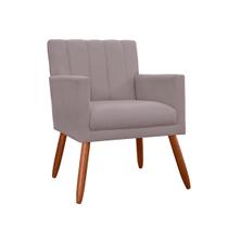 Poltrona Cadeira Estofada Para Sala de Visitas Cecília Suede Rosê - LM DECOR