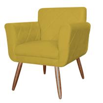 Poltrona Cadeira Isabella Decorativa Estofada Pés Palito Suede Amarelo - INCASA DECOR