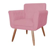 Poltrona Cadeira Isabella Decorativa Estofada Pés Palito Suede Rosa Barbie - INCASA DECOR